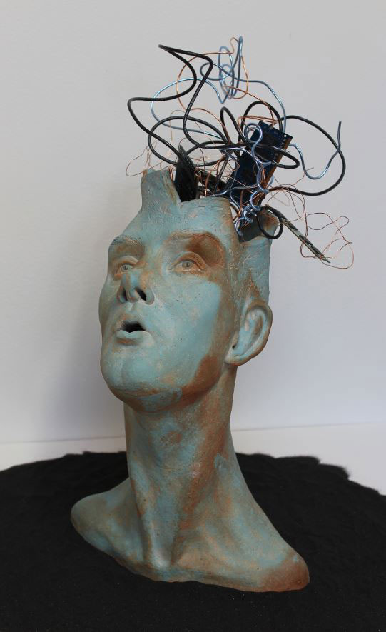 In her most recent work, “Hybrid in Trouble,” Rotblatt-Amrany suggests that humans are rapidly becoming hybrids as we are fully ensconced in, and focused on media.